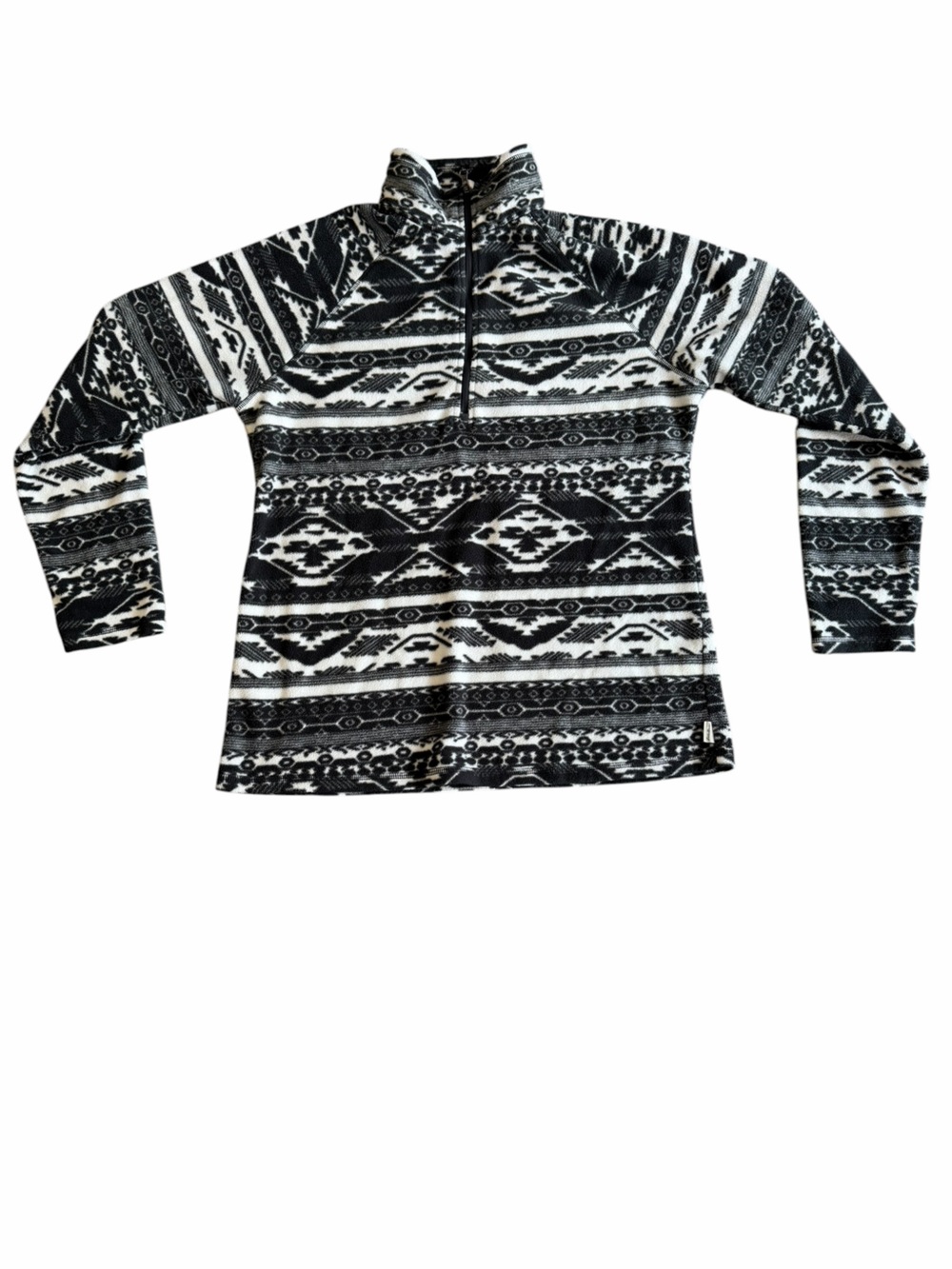 Eddie Bauer Black Ivory Southwestern Aztec Fleece Quarter Zip Pullover M